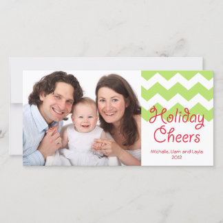 Green chevron holiday cheers Christmas family Card