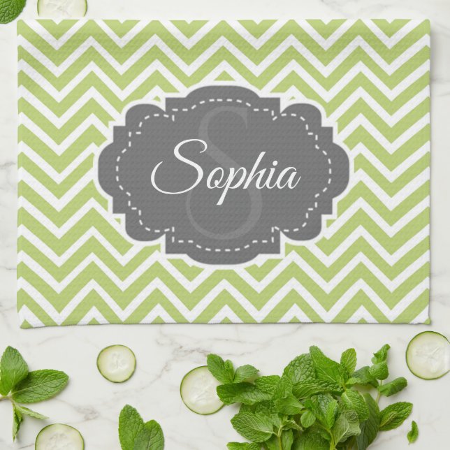 Green Chevron Kitchen Towel (Folded)