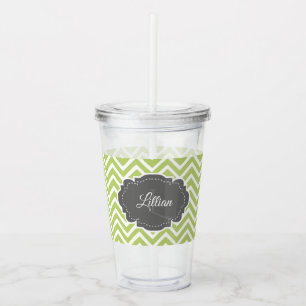 Green Chevron Personalised Acrylic Tumbler