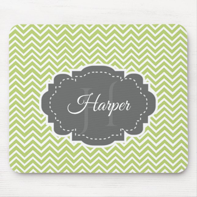 Green Chevron Personalised Mouse Pad (Front)