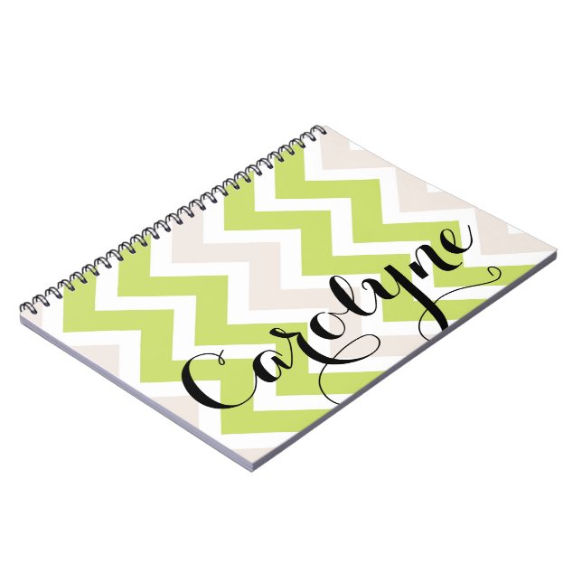 Green Chevron | Personalised Notebook (Left Side)