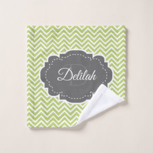 Green Chevron Personalised Towel Set