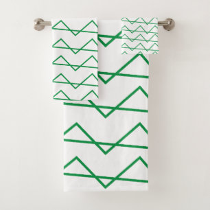 Green Chevron Stripe Bath Towel Set