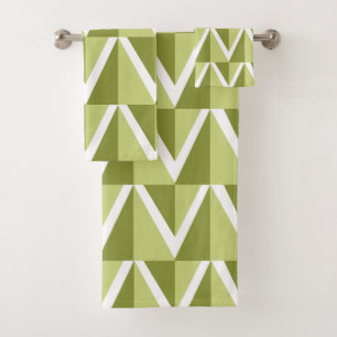 Green Chevron Stripe Pattern Bath Towel Set
