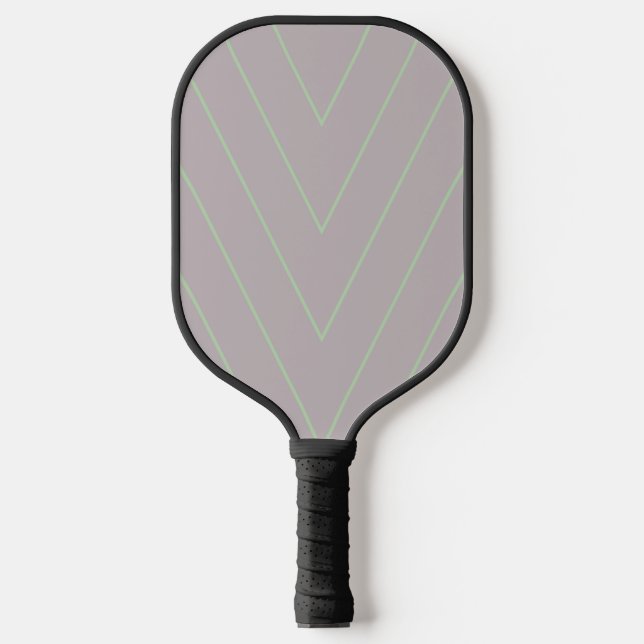 Green chevron stripes on grey pickleball paddle (Front)
