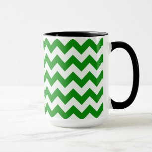 Green Chevron Stripes; Vintage Chalkboard Mug
