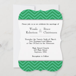 Green Chevron Wedding Invitation
