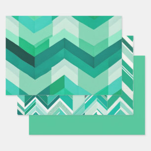 Green Chevron Wrapping Paper Sheet