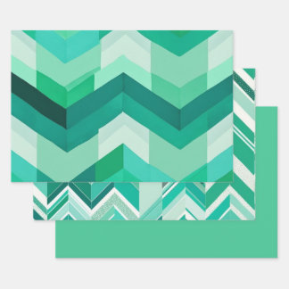 Green Chevron Wrapping Paper Sheet