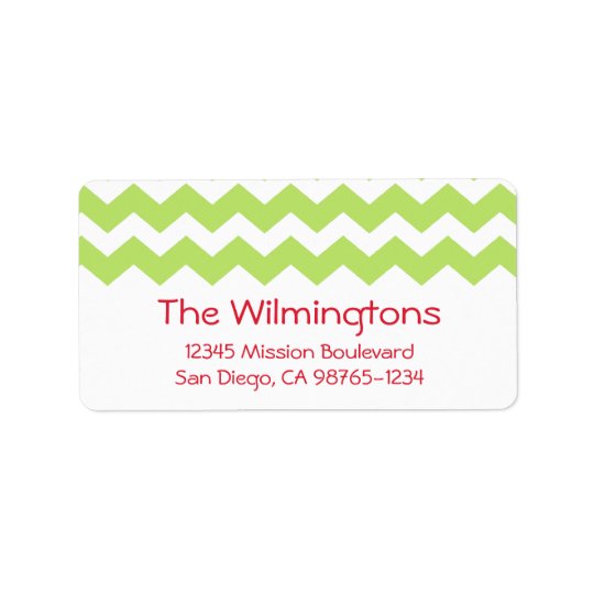 Green chevron zigzag pattern return address address label