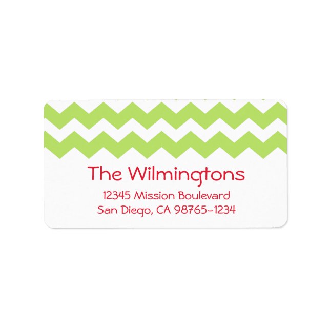 Green chevron zigzag pattern return address label (Front)