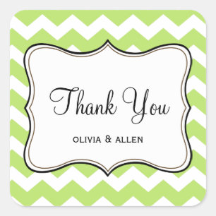Green chevron zigzag pattern thank you favour tag