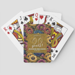 Green Chic Anemones 60Th Birthday Event Playing Cards