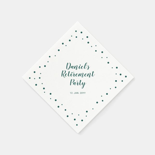 Green Chic Confetti Modern Retirement Party Napkin (Corner)