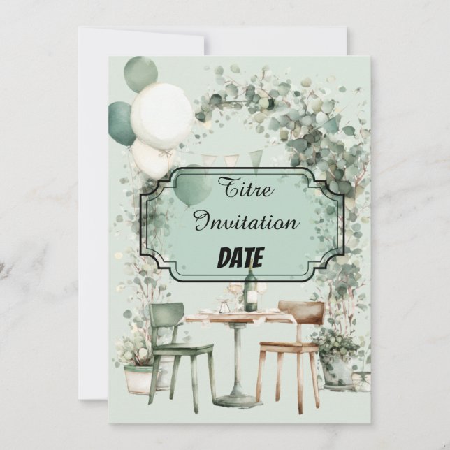 Green chic design with title and date modified invitation (Front)