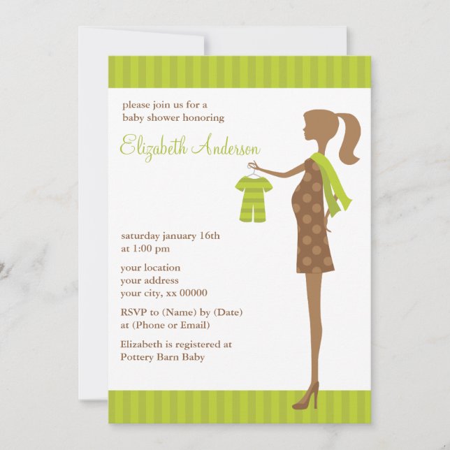 Green Chic Mum To Be Baby Shower Invitation (Front)