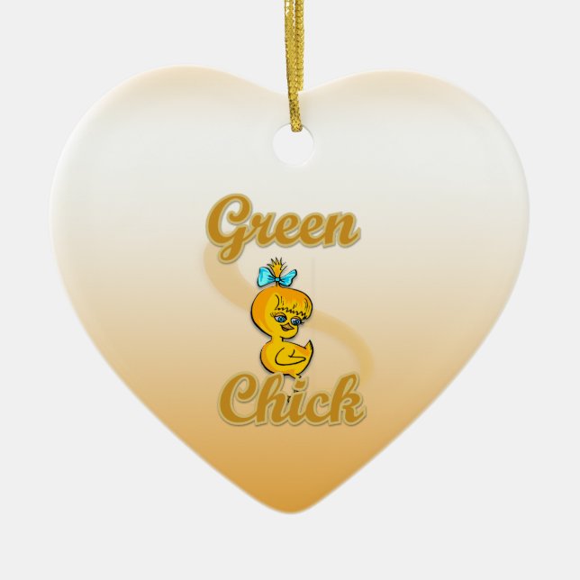 Green Chick Ceramic Tree Decoration (Front)