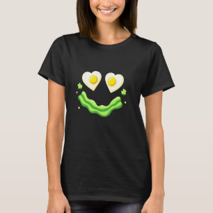 Green Chicken Egg Fried Egg Ham Smile Face Brunch T-Shirt