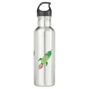 Green Childish Space Rockets  710 Ml Water Bottle