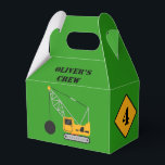 Green Children's Construction Birthday Paper  Favour Box<br><div class="desc">Celebrate your young foreman's special event with a construction themed party. Simple party paper favour box with construction theme. Fully personalizable and available in three bright youthful colours. Contact us for assistance in personalising or customising to your need.</div>