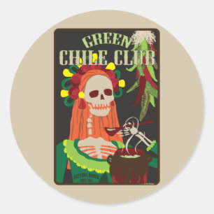 green chile club classic round sticker