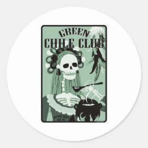 green chile club classic round sticker