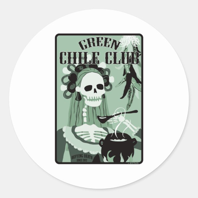 green chile club classic round sticker (Front)