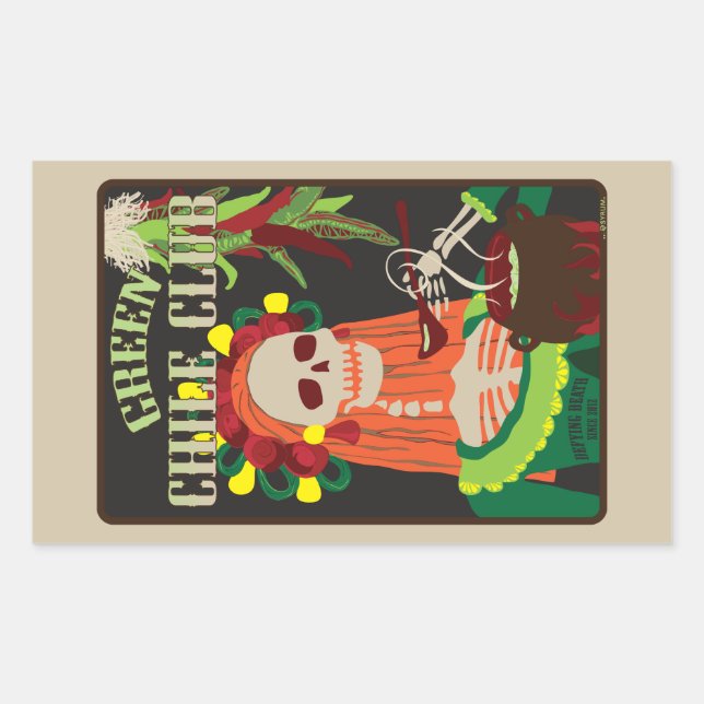 green chile club rectangular sticker (Front)