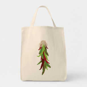 green chile peppers tote bag