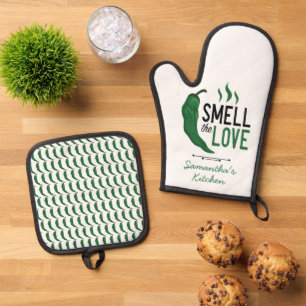Green Chile Smell the Love Oven Mitt & Pot Holder Set
