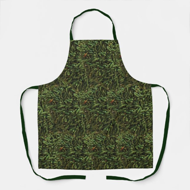 Green Chilli Pepper Pattern Apron (Front)