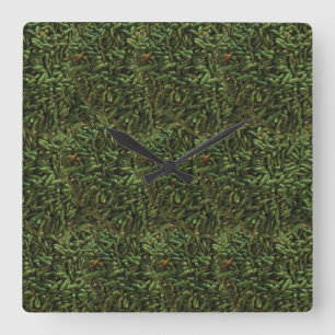 Green Chilli Pepper Pattern  Square Wall Clock