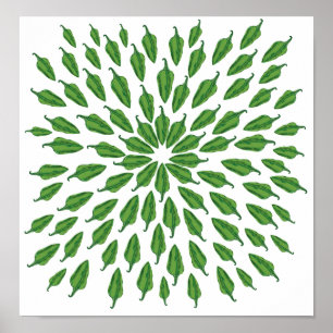 Green Chilli Peppers Poster