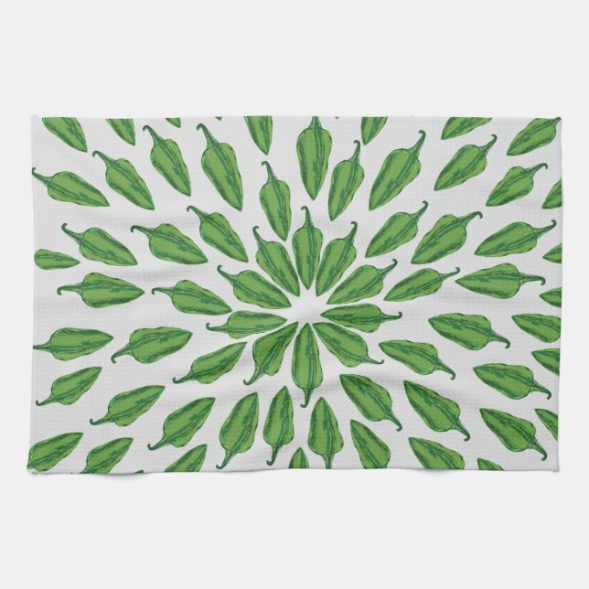 Green Chilli Peppers Tea Towel (Horizontal)