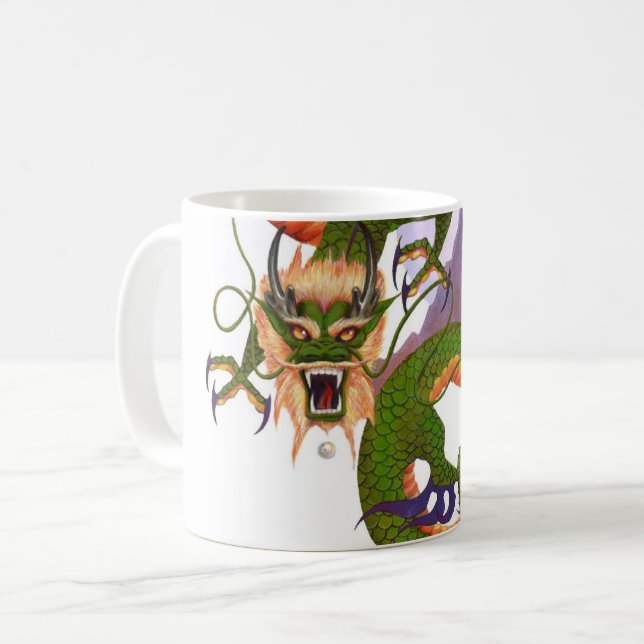 Green Chinese Dragon Coffee Mug (Front Left)
