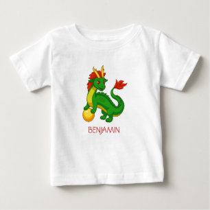 Green Chinese Dragon Custom Name Baby T-Shirt