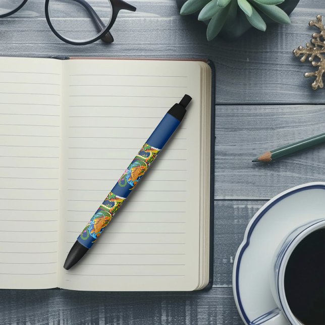 Green Chinese Dragon Koi Black Ink Pen (Creator Uploaded)