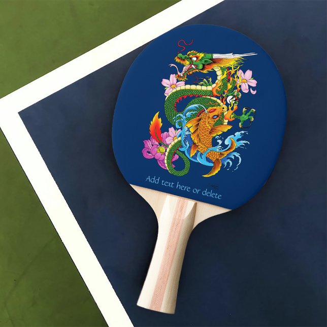 Green Chinese Dragon Koi Ping Pong Paddle (Creator Uploaded)