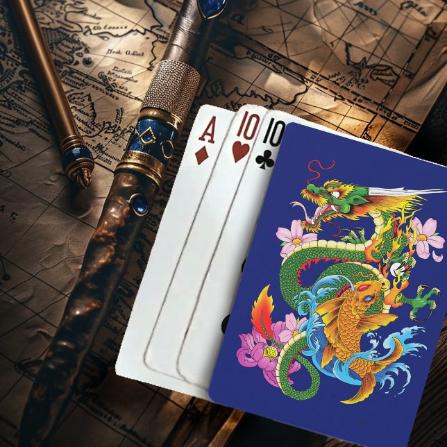 Green Chinese Dragon Koi Playing Cards (Creator Uploaded)