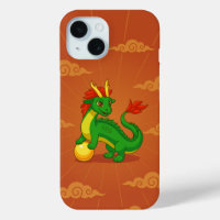 Green Chinese Dragon on Red