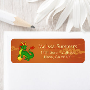 Green Chinese Dragon on Red Return Address