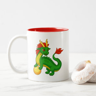 Green Chinese Dragon Two-Tone Coffee Mug