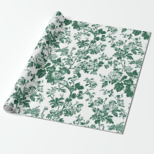 Green Chinoiserie Floral Toile Garden Party Wrappi Wrapping Paper
