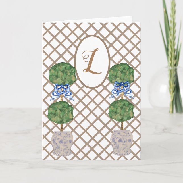 Green Chinoiserie Ginger Jar Jars Topiary Basket  Card (Front)