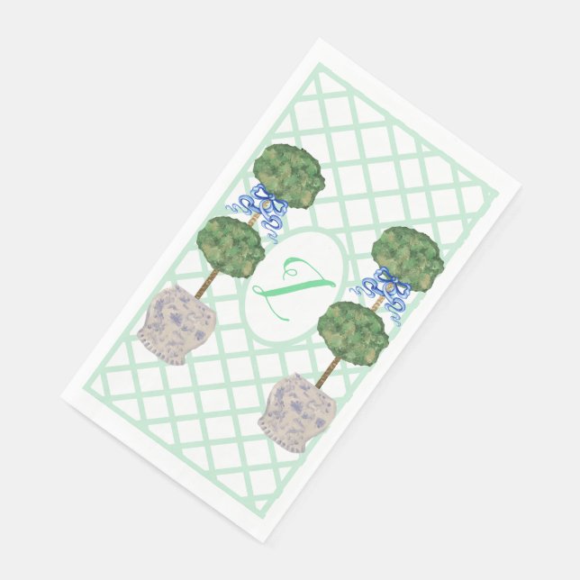 Green Chinoiserie Ginger Jar Jars Topiary  Napkin (Corner)