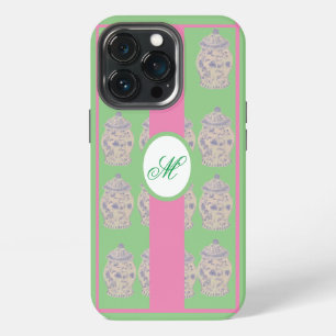Green Chinoiserie Hand Painted Ginger Jar Jars iPhone 13 Pro Case
