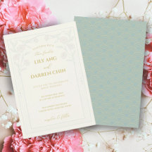 GREEN CHINOISERIE SAGE GREEN WEDDING INVITATION