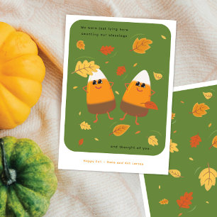 Green   Chocolate Candy Corn Couple   Fall Holiday Card