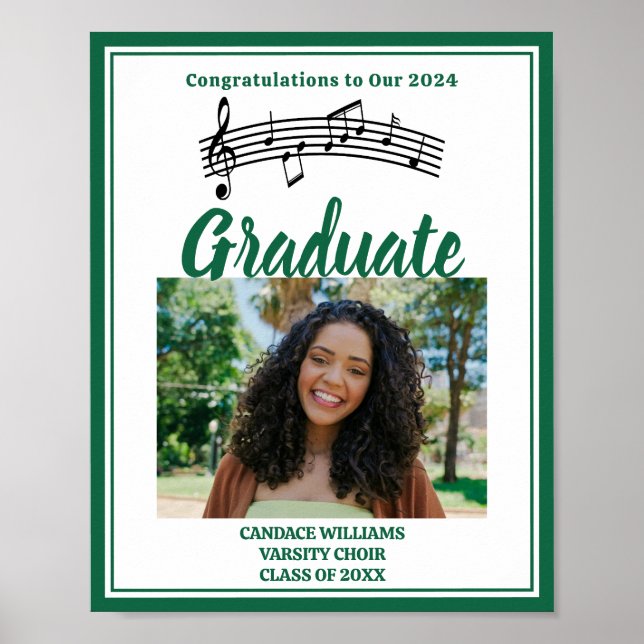 Green Choir Photo High School Graduation Party Poster (Front)