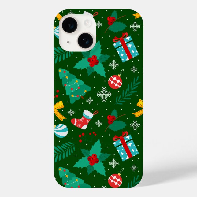 Green Christmas Abstract Pattern Case-Mate iPhone Case (Back)